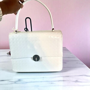 Arcadia White Patent Leather Crossbody Shoulder Bag Purse Large